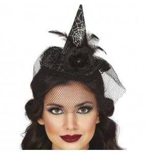 Diadème Chapeau de Sorcière avec voile pour compléter vos costumes térrifiants