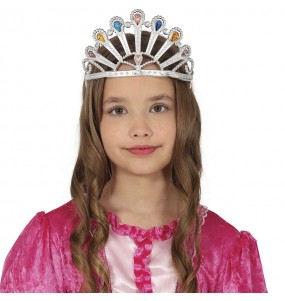 Diadème de reine argenté pour enfants pour compléter vos costumes