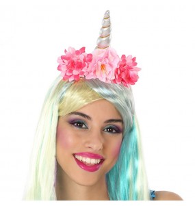 Bandeau licorne avec fleurs roses pour compléter vos costumes