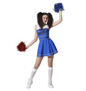 Costume pom-pom girl bleue femme