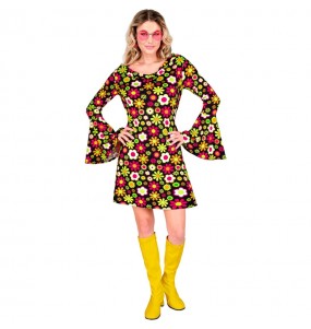 Disfraz de Años 60 Flower Power para mujer