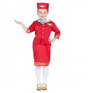 Déguisement Hôtesse de l’air Rouge fille