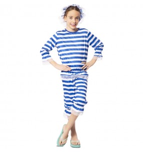Costume Maillot de bain bleu antique fille