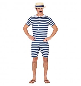 Costume pour homme Baigneur Bleu à Rayures