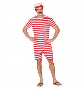 Costume pour homme Baigneur Rouge à Rayures