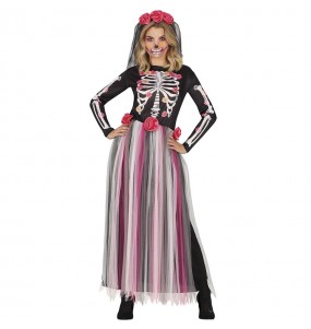 Costume Catrina avec des roses femme