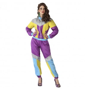 Costume Survêtement violet des années 80 femme