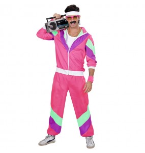 Costume Survêtement rétro rose homme