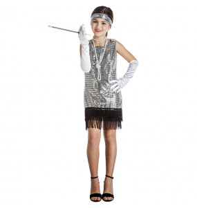 Déguisement Charleston argent à paillettes fille