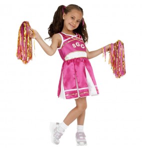 Costume Cheerleader rose fille