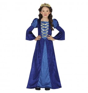 Costume Courtisane médiévale bleue fille