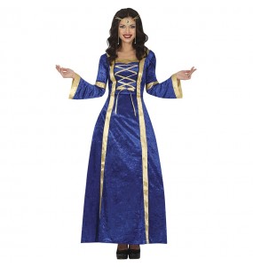 Costume Dame médiévale bleue femme