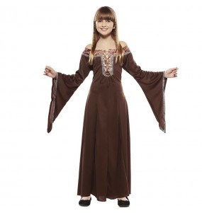 Costume Dame médiévale marron fille