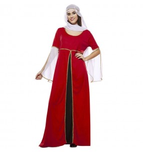 Costume Dame médiévale rouge et noire femme