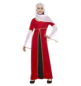 Costume Dame médiévale rouge et noire fille
