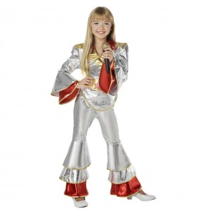 Costume Disco Abba argent fille