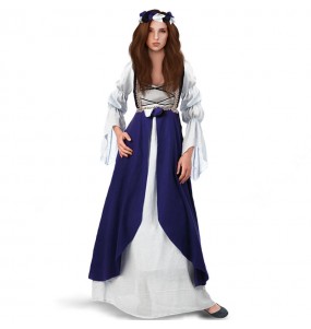 Costume Demoiselle Moyen Age bleu femme