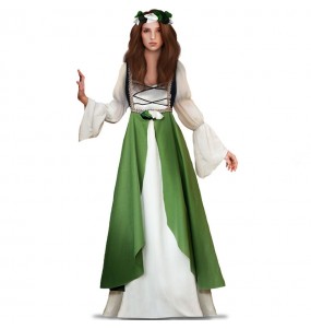 Costume Demoiselle médiévale verte femme