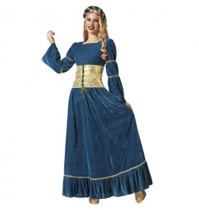 Costume Vierge médiévale bleu femme