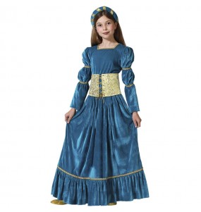 Costume Vierge médiévale bleue fille