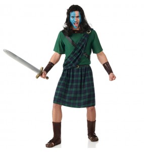 Costume pour homme Écossais Braveheart vert
