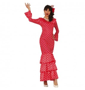 Costume Danseuse flamenco à pois blancs femme