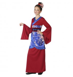 Costume Geisha bordeaux fille