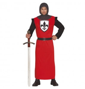 Costume Guerrier médiéval rouge homme