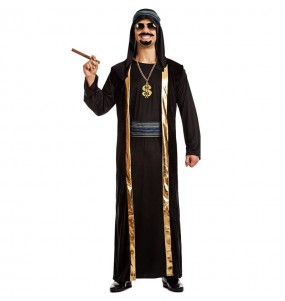 Costume pour homme Cheikh arabe en noir et or