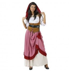 Déguisement Aubergiste médiéval rouge femme