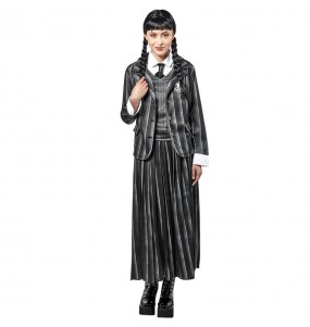 Costume Mercredi Addams avec l’uniforme de l’ecole femme