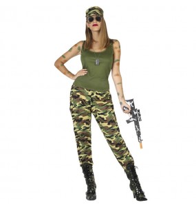 Costume Militaire vert femme