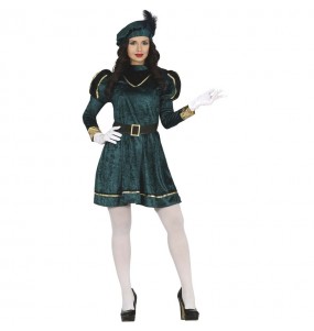 Costume Page royal vert femme