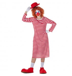 Déguisement Clown à Rayures Blanches et Rouges pour femme