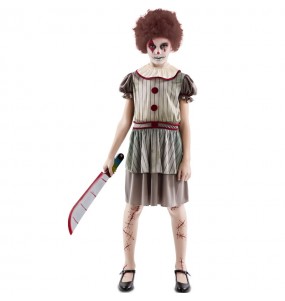 Déguisement Clown diabolique grise fille