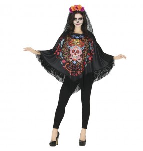 Costume Poncho du jour des morts femme