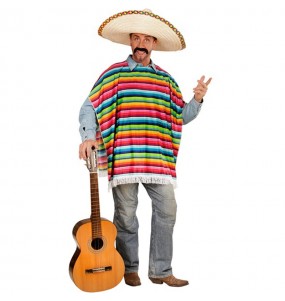 Déguisement Poncho mexicain à rayures homme