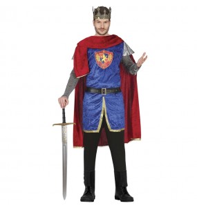 Costume Roi médiéval avec cape rouge homme