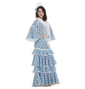 Déguisement Danseuse Flamenco bleu clair femme