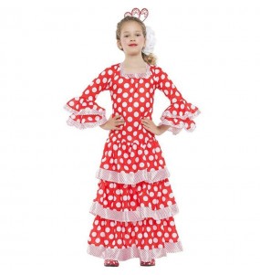 Déguisement Flamenco rouge à pois blancs fille