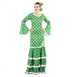 Costume Sévillane verte à pois femme