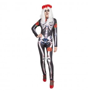 Costume Skelita Catrina avec des roses femme