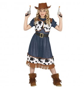 Costume Cowgirl avec impression de vache fille