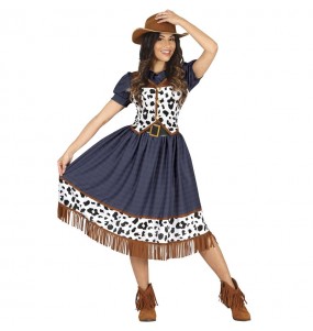 Costume Cowgirl avec impression de vache femme