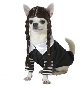 Costume pour chien Mercredi Addams
