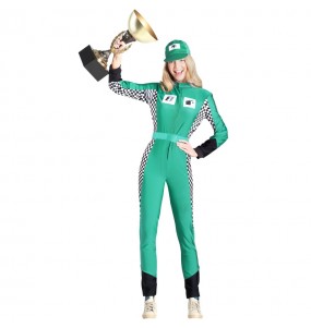 Déguisement Pilote de Formule 1 vert femme