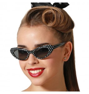 Lunettes noires à pois 60's pour compléter vos costumes