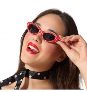 Lunettes rouges à pois 60's pour compléter vos costumes