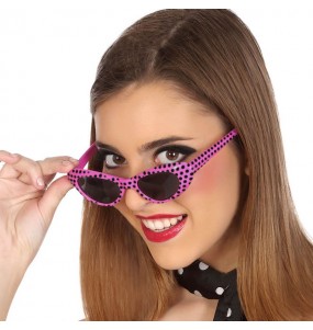 Lunettes roses à pois 60\'s pour compléter vos costumes