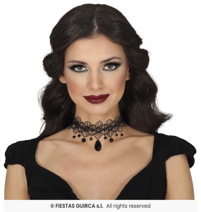 Collier ras-du-cou de vampire avec pierre noire pour compléter vos costumes térrifiants